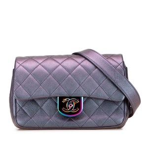Pre-Loved Chanel Small Iridescent Goatskin Double Carry Waist Chain Flap